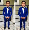 En knapp högkvalitativ barn komplett designer blå pojke bröllop kostym pojkar klädsel anpassade jacka byxor tie m793199l