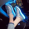 YPYUNA Gold Led luminous sneakers children High-quality Casual light up shoes for kids tenis basket chaussures glowing sneakers