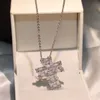2018 New Arrivic Top Sellose Luxury Jewelry 925 Sterling Silver Six Princess Cut 5A Cuubic Zirconia Cross PendantチェーンネックレスF3055
