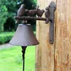 Gietijzeren Welkom Diner Bell Birds on Baars Decoratieve Wall Mount Hanging Doorbel Primitive Homet Garden Yard Cottage Decor Vintage Rustieke Bruin Antiek