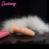 Fox Dog Tail Vibrator Anal Plug Sexig Leksaker Silikon Bullet Butt Plug BDSM Flirt Anus för Kvinnor Cosplay Vuxna Spel för Par Y18100903