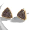 Druzy Drusy Earrings Gold Plated Triangle Geometry Stone Stud Earings Christmas gift