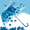 Najnowszy Przezroczysty PCV Grzyb Grzyby Zielone Drukowane Liście Rain Clear Leaf Bubble Parasol Darmowa Wysyłka XL-189