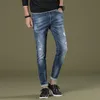 Jeans-heren 2018 hot fashion mannen pante merk rechte slim fit gescheurde jeans Italiaanse ontwerper noodlijdende stretch denim jeans homme