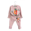 2018 Frühling Herbst Kinder Kleidung Sets Baby Kleidung Baumwolle Vögel Druck Sweatshirts Hosen Hosen 2PCS Koreanische Mädchen Casual Trainingsanzüge