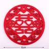 Estilo chinês Não-tecido Dupla Felicidade Coasters Fontes Do Casamento Presente de Aniversário Favores Do Copo Mat Mat Vermelho