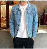 2018 nuova moda giacca di jeans slim fit giacca da motociclista monopetto mens jeans cappotti colletto rovesciato capispalla uomo