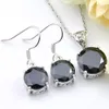 Luckyshine Round Black Onyx Kolczyki Wisiorki Ustawia 925 Sterling Posrebrzane Naszyjniki Kobiety CZ Biżuteria Ustawia Darmowe Shippings