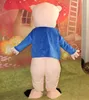 2018 Hochwertiges Schweine-Maskottchenkostüm mit blauem Hemd und roter Krawatte für Erwachsene