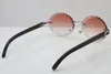 Entièrement nouveau T8200761 Lunettes de soleil en corne de buffle noire sans monture sculptée lentille de coupe vintage unisexe lunettes de conduite en plein air attitude194U