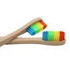 Cabeça colorida de dentes de dentes de dentes de dentes de bambu Ambiente de madeira Rainbow Bamboo escova de dentes orais Certa