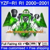 Kropp för Yamaha YZF 1000 YZF R 1 YZF-1000 Glansig Svart Hot YZFR1 00 01 Ram 236HM.4 YZF-R1 00 01 Bodywork YZF1000 YZF R1 2000 2001 Fairing