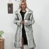 Зимние женские плюс размер искусственного шуба длинный тонкий утолщение теплый волосатый пиджак модный теплый верхняя одежда меша пальто trenchcoat 6q0366