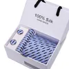 Neck tie set + handkerchief + Cufflink Necktie Gift box 21 colors for Father's Day Men's business tie Christmas Gif