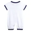 Baby Boy Clothes Summer Short Sleeve One-pieces Jumpsuit with Bow Baby Onesie Gentleman Clothes Cotton Newborn Baby Clothes Knitted Rompers