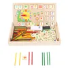 Brinquedos de matem￡tica de madeira Baby Educational Clock Cognition Toy com Blackboard Chalks Children Wooden Educative Toys