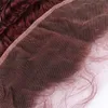Djupvåg # 99J Vinrött öra till öra 13x4 spets frontlås Virgin Brasiliansk Burgundy Human Hair Full Lace Frontal Deep Wavy