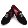 Bees Indian silk embroidery men velvet shoes fashion Men Loafers wedding and party male shoe Men Flats