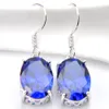 Luckyshine Classic Dazzling Oval Mystic London Blue Topaz Boucles d'oreilles Argent Dangle Cubic Zirconia Boucles d'oreilles pour la fête de mariage de vacances 10 paires