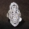 Helt ny lyx smycken 925 sterling silver päron klippa vitaz cz diamant ädelstenar prinsessan kontor mousserande bröllop bredband ring