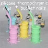 wholesale Narguilés Silicone Bongs + tige en verre conduite d'eau en silicone dab rig Seau thermochromique 14mm clous de quartz mâles Thermal Banger Nails