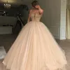Gorgeous Fluffy Ball Gowns Prom Dress Sexy Spaghetti Straps Beads Sequins Tulle Floor Length Evening Dress 2018 Dubai Celebrity Party Gowns