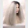 Ombre Nero T Grigio Parrucca Sintetica Diritta Crespa Diritta Parte Centrale Nera Donna039 Parrucca Lunga Capelli Sintetici22322701563384