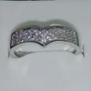 Mode smycken fina smycken pärla cz 5a zircon sten 10kt vitguld fylld vigsel ring set sz 5-10 gratis frakt r57