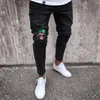 Skull Jeans Men Black Biker jeans broek gedrapeerd gescheurde lange potloodbroek broek broek kleding