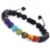 Homens 8mm Lava Rock 7 Chakras Difusor Pulseira Corda Trançada Pedra Natural Yoga Beads Pulseira Bangle Para As Mulheres Moda Jóias