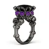 Victoria Wieck Brand New Punk Fashion Jewelry 10KT Black Gold Filled Princess Cut Amethyst CZ Diamond Women Wedding Skull Band Ring Gift