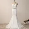 Stokta Zarif Dantel Mermaid Gelinlik Ucuz Plaj Gelinlik Kristal Kemer altında 100 $ altında Vestidos de Noiva Robe de Mariage