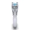 Anello con cristalli austriaci Anello color argento Fiore di cristallo blu Bague Anelli di fidanzamento Anel Anelli per donna Fede nuziale 080296