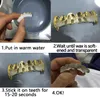 18K Real Gold Braces Punk 힙합 치아 Grillz Dental Mouth Fang Grills Up Bottom Tooth Cap Cosplay Party Rapper Jewelry Gifts Wholesale