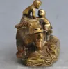 13cm japansk brons koppar barn zodiac tjur oxen djur konst staty skulptur