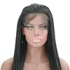 Kvinnor Lady Braid Long Straight Wigs Lace Front Baby Hair Dreadlock Braids 26inch Syntetisk peruk vrider Cornrows FZP72