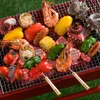 Grillspieße Edelstahl Braten Barbecue -Schnur mit Holzgriff BBQ Sticknadeln Outdoor Campingausflüge Kochwerkzeuge