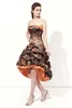 In Stock 2018 Sexy Camo Strapless A-Line Prom Dresses With Pleats Satin Hi-Lo Evening Formal Party Gown BP16