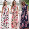 Women Floral Print Short Sleeve Boho Dress Evening Gown Party Long Maxi Dress Summer Sundress 5 Styles OOA3238