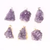 Natural Amethyst Druzy Cluster Pendant Gold Dipped Amethyst Druze Silver Plated Purple Amethyst Geode Raw Freeform Gemstone Point Pendant