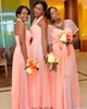 Blush Pink Chiffon Long Bridesmaid Dresses Sweetheart Convertible Custom Made Formal Wear Gowns Plus Size Wedding Guest Dress