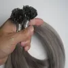 Extensões de cabelo cinzento encaixe de queratina ponta extensões de cabelo premente u dica tip cápsula extensão de cabelo humano