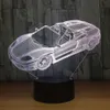 سيارة رياضية شكل 3d الوهم ليلة ضوء 7 ألوان تغيير مصباح طاولة مكتب LED # T56