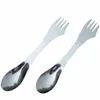 3 i 1 rostfritt stål gaffel spoon spork bestick utensil combo multifunktionella kök utomhus picknick verktyg lx3489