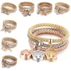 3 pezzi / set braccialetto di cristallo elastico diamante cuore corona albero della vita teschio farfalla braccialetti con ciondoli braccialetto set di polsini gioielli volontà e sabbia