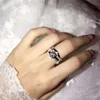 Märkesdesign Fashion Real 1CT 5A Zircon Stone 925 Sterling Silver 2-i-1 Engagemang Bröllop Ring Set för Kvinnor Storlek 4-11