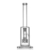Bongo de narguilé de vidro com tubo reto de fluxo JM de 15 polegadas - coador de árvore, junta fêmea de 18 mm, logotipo de cor branca