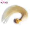 Flat Tips Hårförlängningar Färg # 60 Ljusblondin 1g / sträng 100 g 100% Remy Pre Bonded Human Hair Flat Tips Extensions