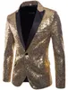 Män Blazer Sequin Stage Performer Formell Värddräkt Brudgum Tuxedos Star Suit Coat Male Costume Prom Bröllop Groom Outfit