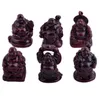 6 Petites Figurines Bouddha Feng Shui Résine Palissandre